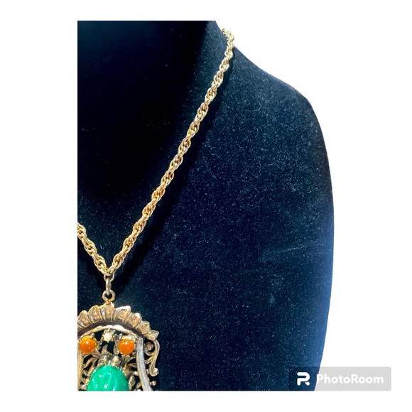 Rare 50's SELRO Selini Victorian Revival Large Pendant Necklace Renaissance - Picture 4 of 4